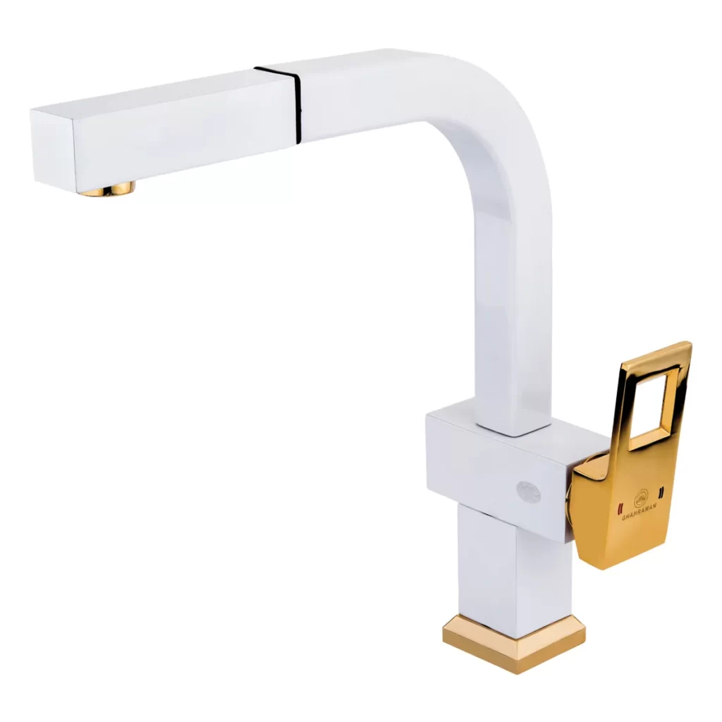 شیر ظرفشویی قهرمان مدل فلت رویال سفید طلایی